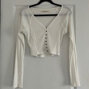 White Free People button long sleeve